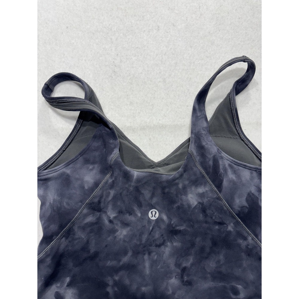 Lululemon Sports Bra Womens 6 Gray Tie Dye Longline V Neck Yoga Athletic Top - Picture 6 of 10